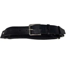 Cole Haan Sz M Belt Black Silver Link Pebbled Belt 36" Length Approx. Biker Moto